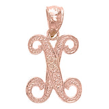 14k Yellow White or Rose Gold Initial Letter Alphabet A-Z Charm Pendant