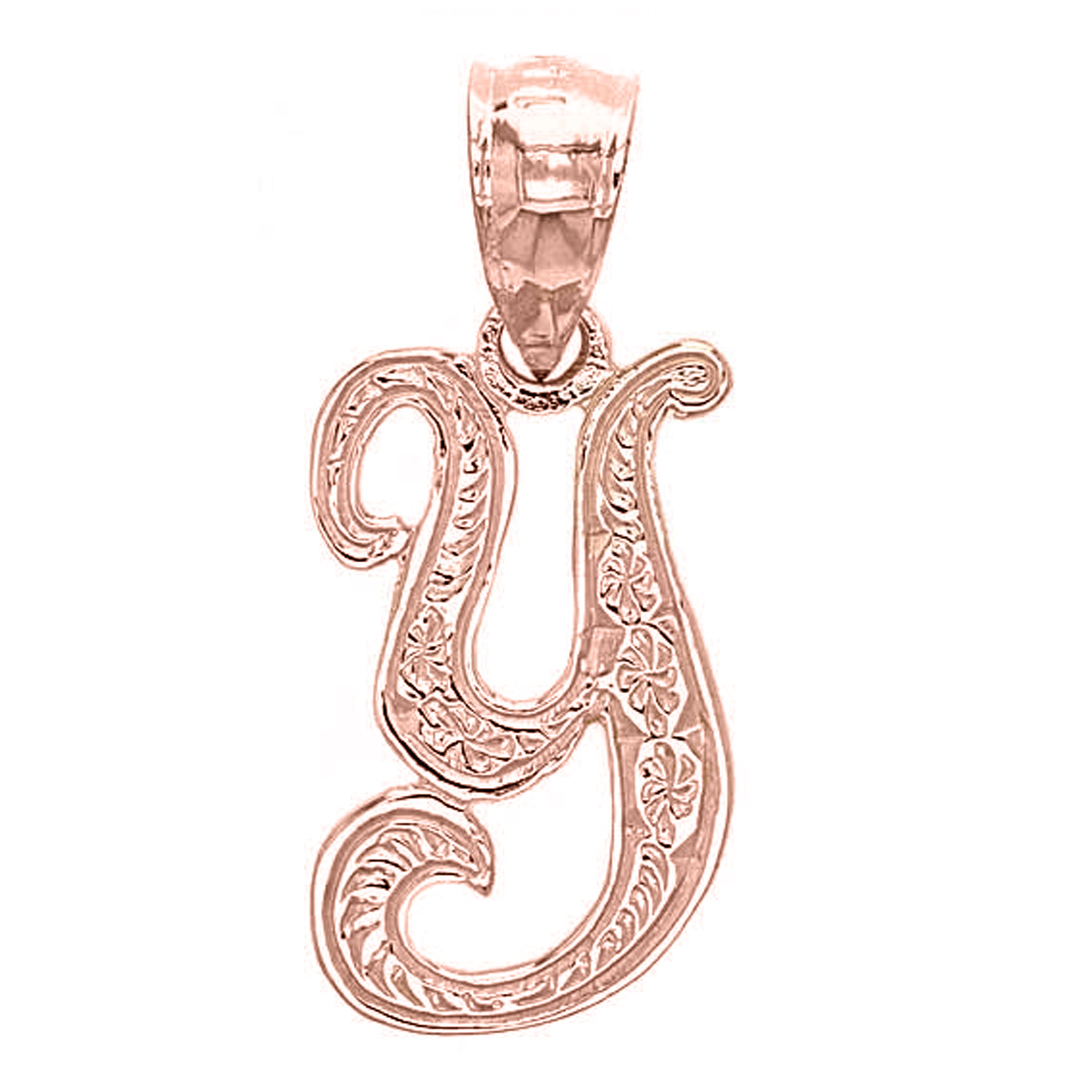 14k Yellow White or Rose Gold Initial Letter Alphabet A-Z Charm Pendant