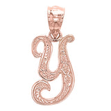 14k Yellow White or Rose Gold Initial Letter Alphabet A-Z Charm Pendant