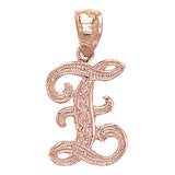 14k Yellow White or Rose Gold Initial Letter Alphabet A-Z Charm Pendant