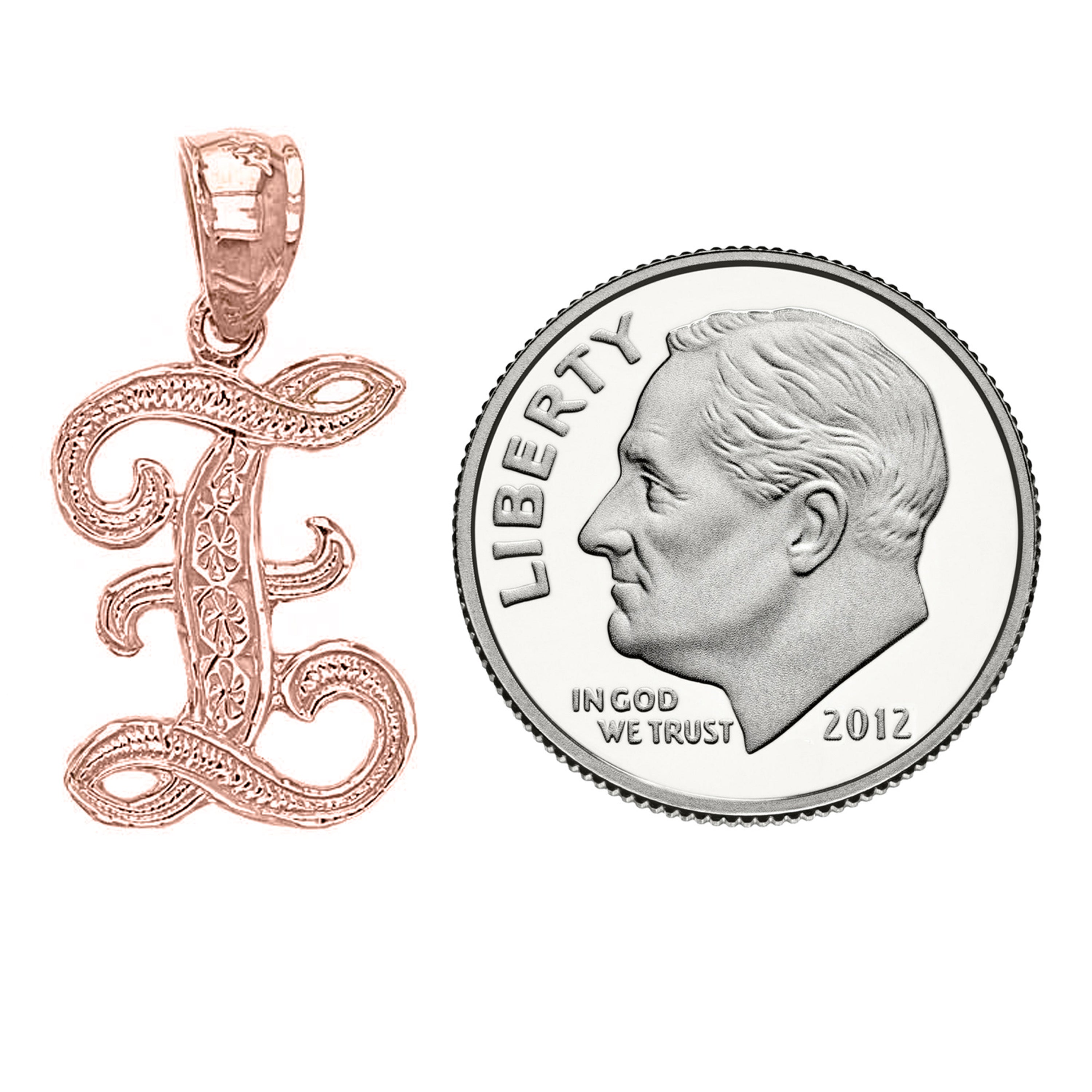 14k Yellow White or Rose Gold Initial Letter Alphabet A-Z Charm Pendant