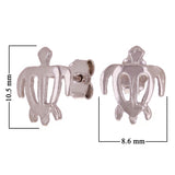 14k White Gold Hawaiian Sea Turtle Stud Earrings Small or Medium Size