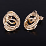 Italian 14k Yellow or White & Rose Gold Rope Eternity Love Knot Stud Earrings