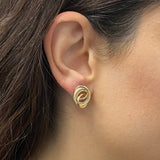 Italian 14k Yellow or White & Rose Gold Rope Eternity Love Knot Stud Earrings