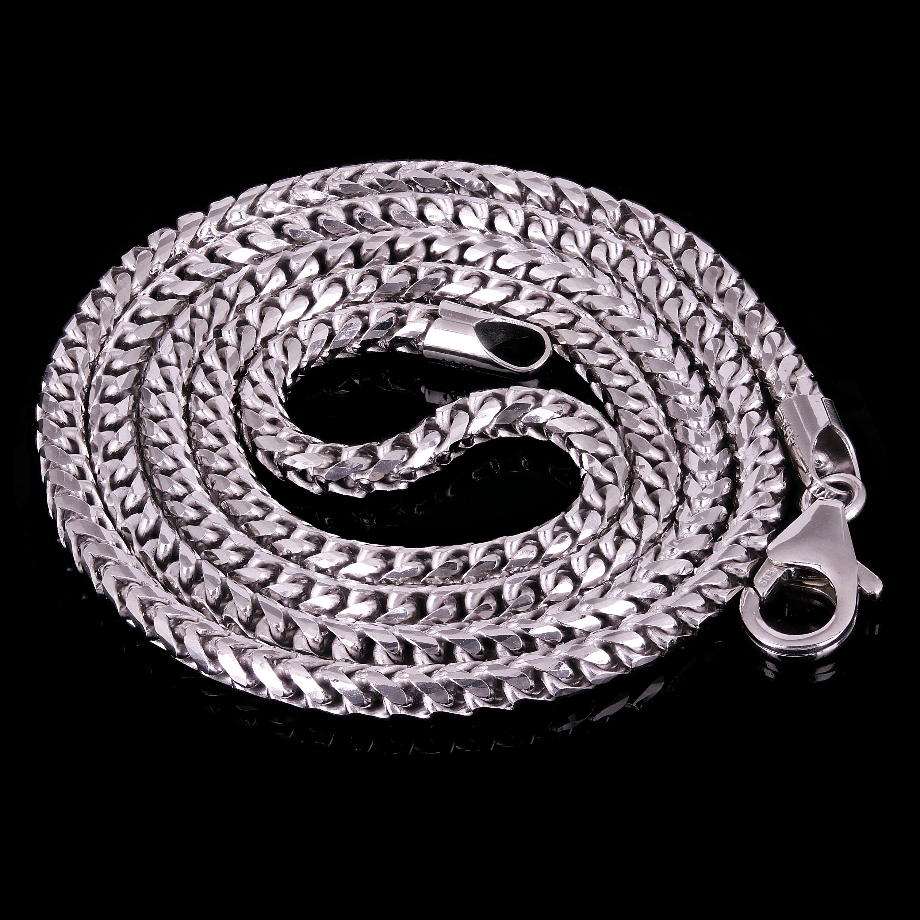 Italian 14k White Gold Solid Diamond Cut Franco Chain Necklace 18" - 26" 2.7mm
