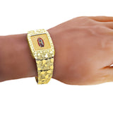 10k Yellow Gold Nugget Watch Link Geneve Guadalupe Diamond Watch 7-7.5" 45 grams