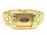 10k Yellow Gold Nugget Watch Link Geneve Guadalupe Diamond Watch 7-7.5" 45 grams