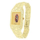 10k Yellow Gold Nugget Watch Link Geneve Guadalupe Diamond Watch 7-7.5" 45 grams