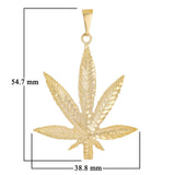 14k Yellow Gold Diamond Cut Marijuana Leaves Leaf Weed Charm Pendant 5.4 grams