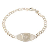 14k White Gold Cuban Link Chain Medical Alert ID Bracelet 7.5" 10.8 grams