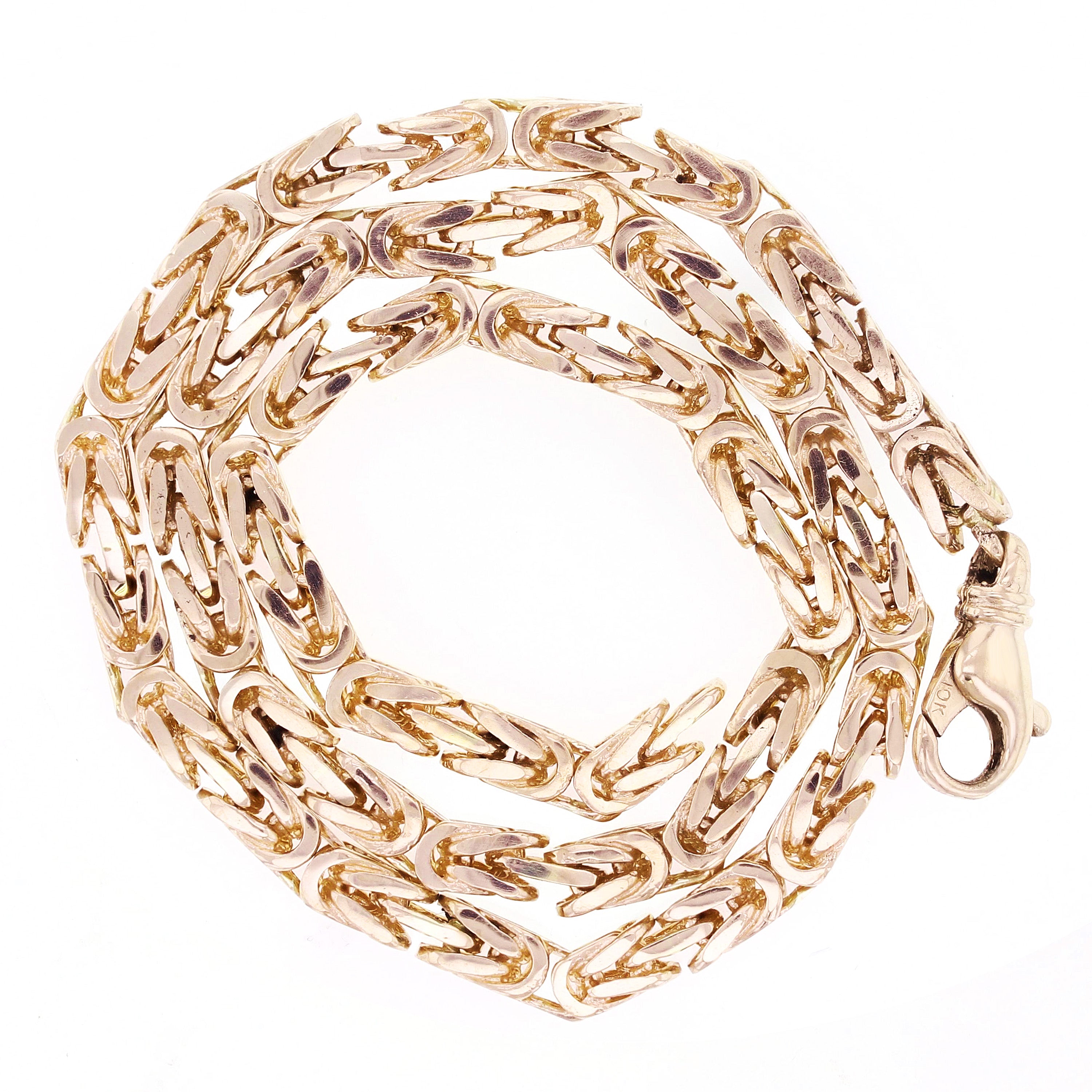 10k Yellow Gold Solid Square Byzantine Necklace 20" - 24" 4.7mm