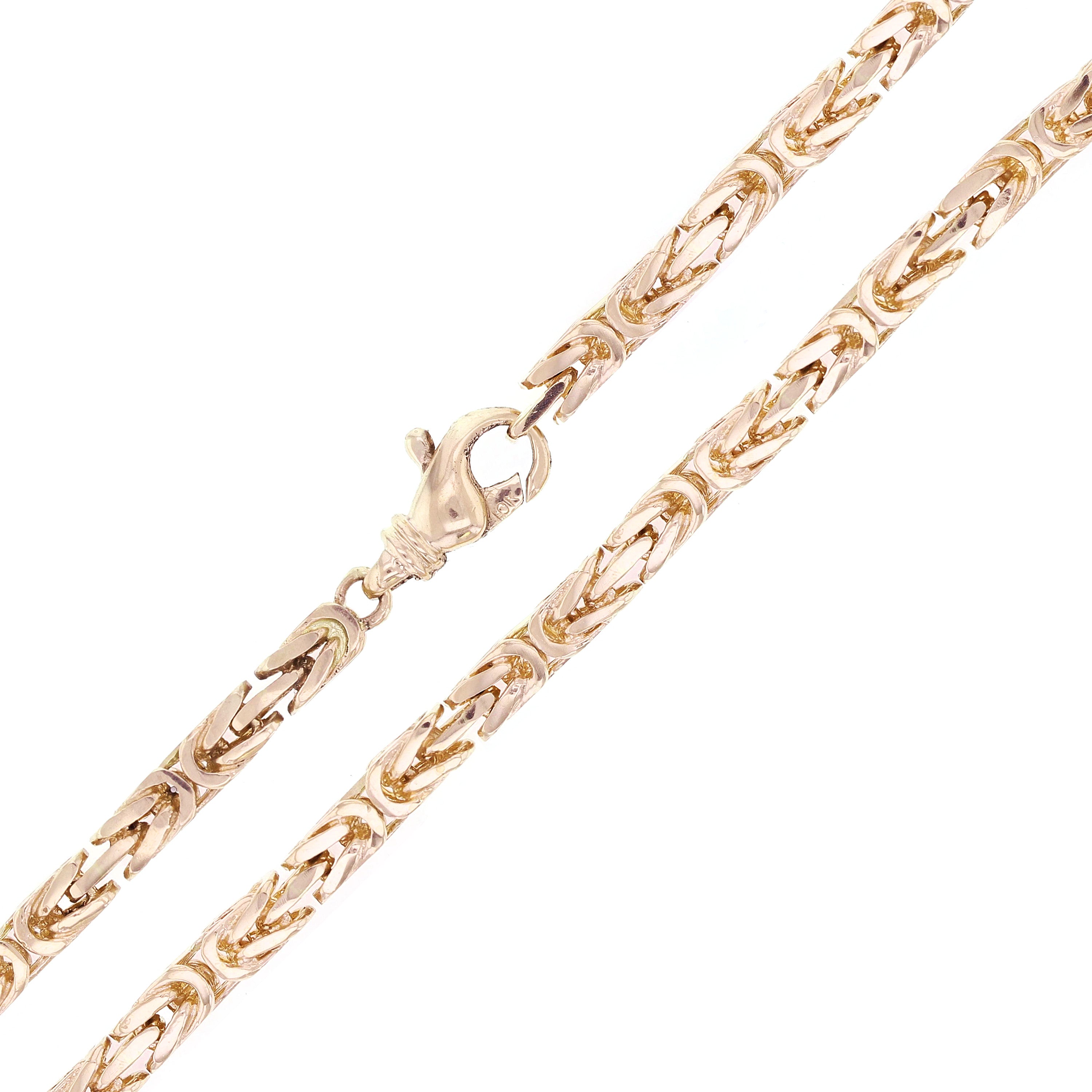 10k Yellow Gold Solid Square Byzantine Necklace 20" - 24" 4.7mm