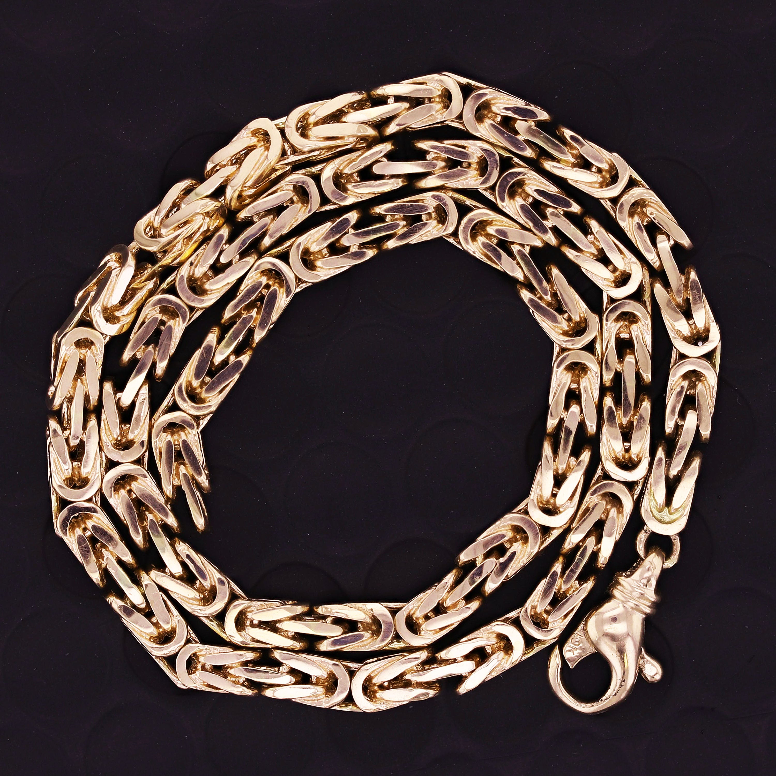 10k Yellow Gold Solid Square Byzantine Necklace 20" - 24" 4.7mm