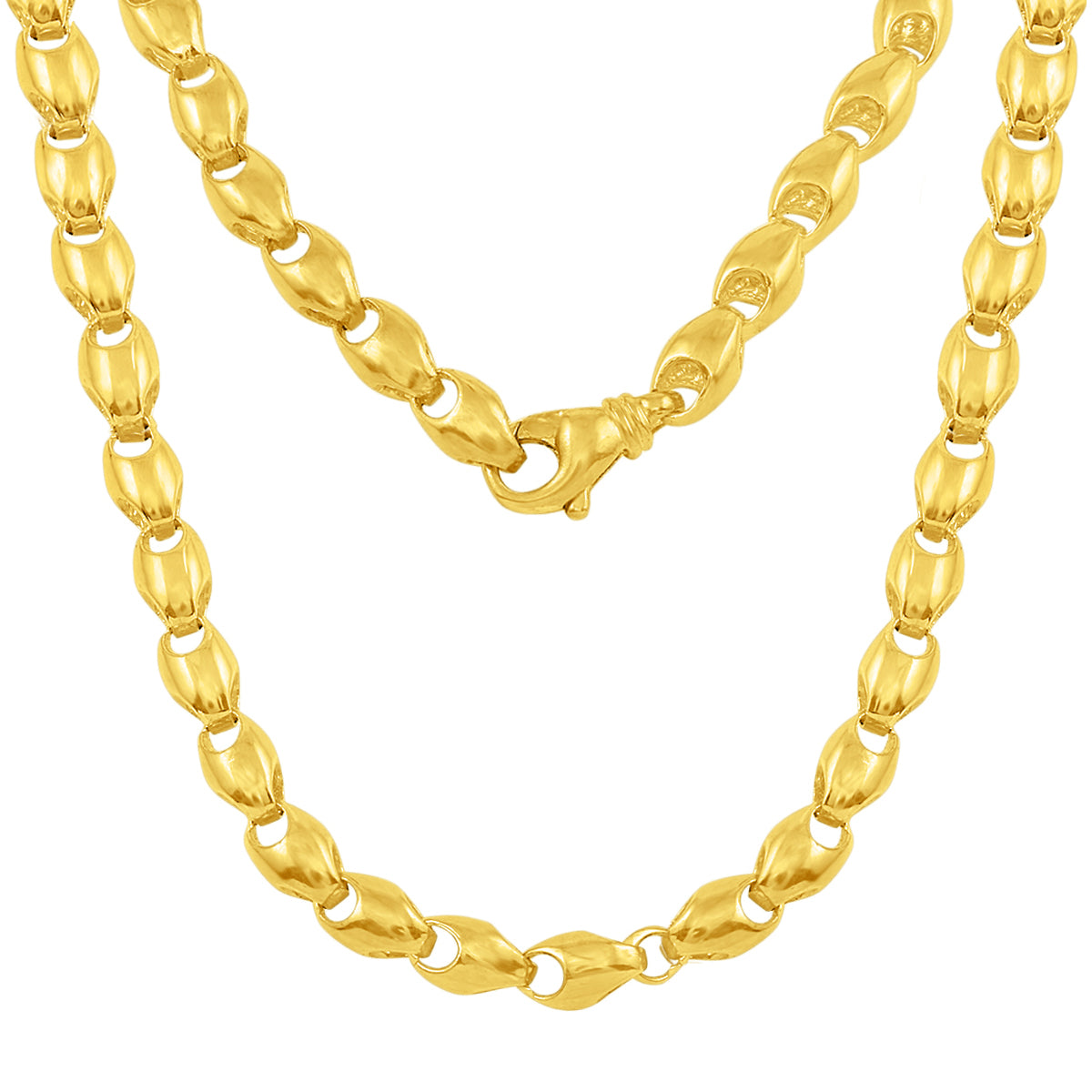 14k White Gold Handmade Fashion Link Necklace 24" 7.5mm 91 grams