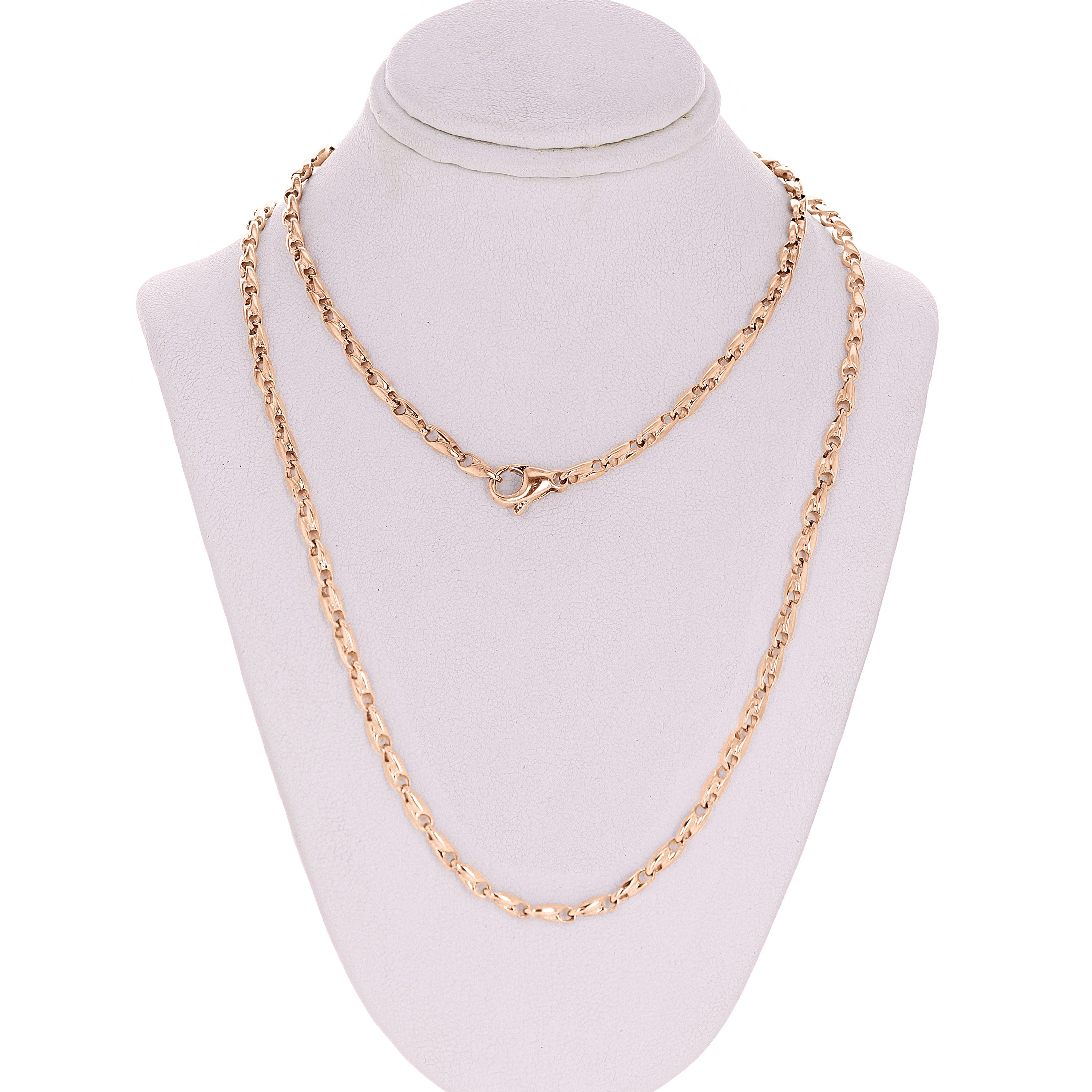 14k Yellow White or Rose Gold Handmade Fashion Link Necklace 18" 3mm