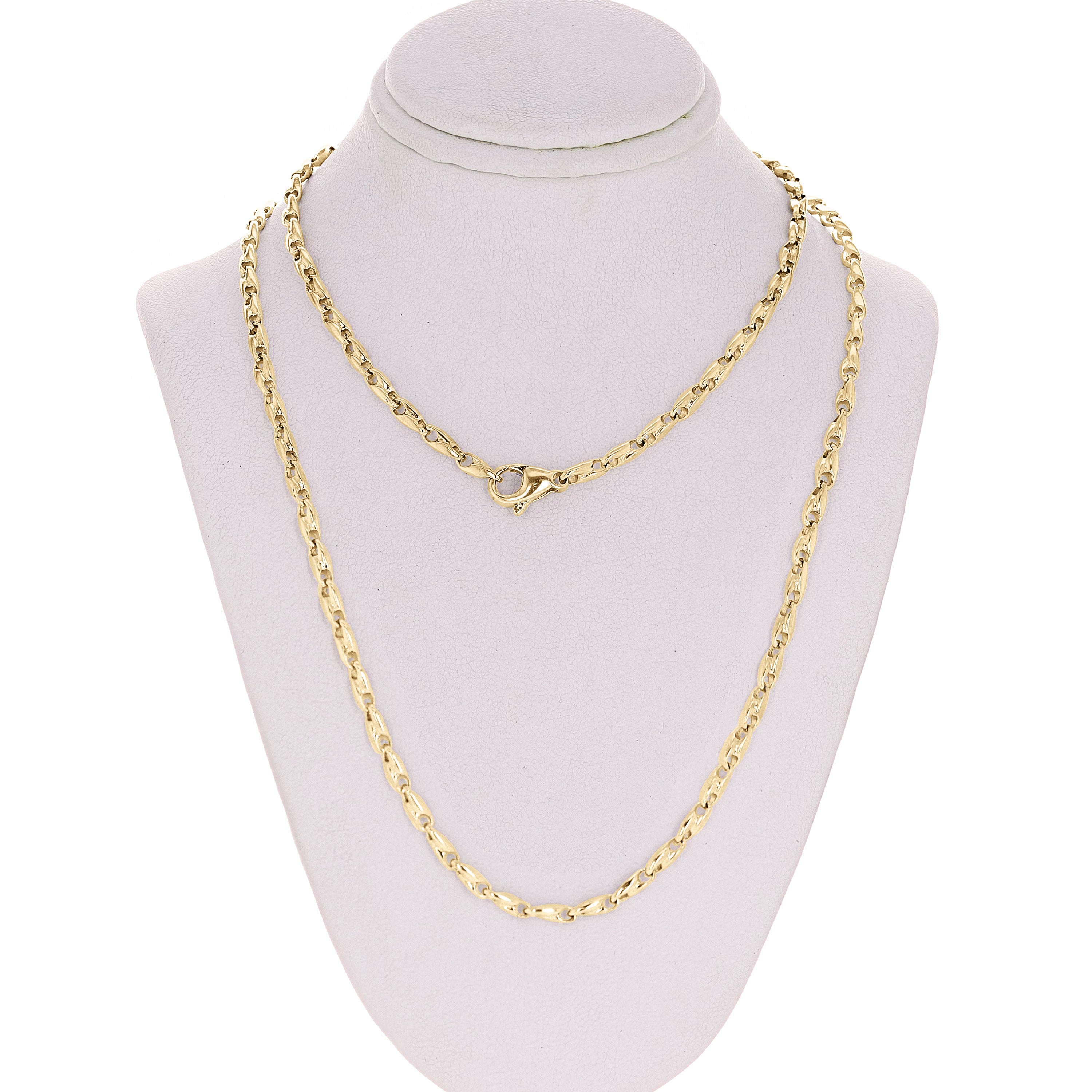 14k Yellow White or Rose Gold Handmade Fashion Link Necklace 18" 3mm