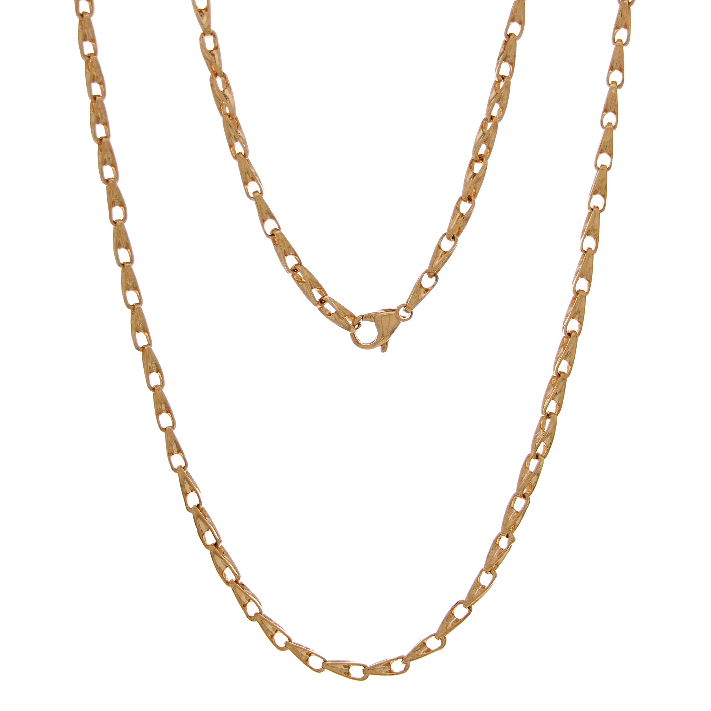 Men's 14k Yellow White or Rose Gold Handmade Fashion Link Necklace 3.75mm Various Sizes