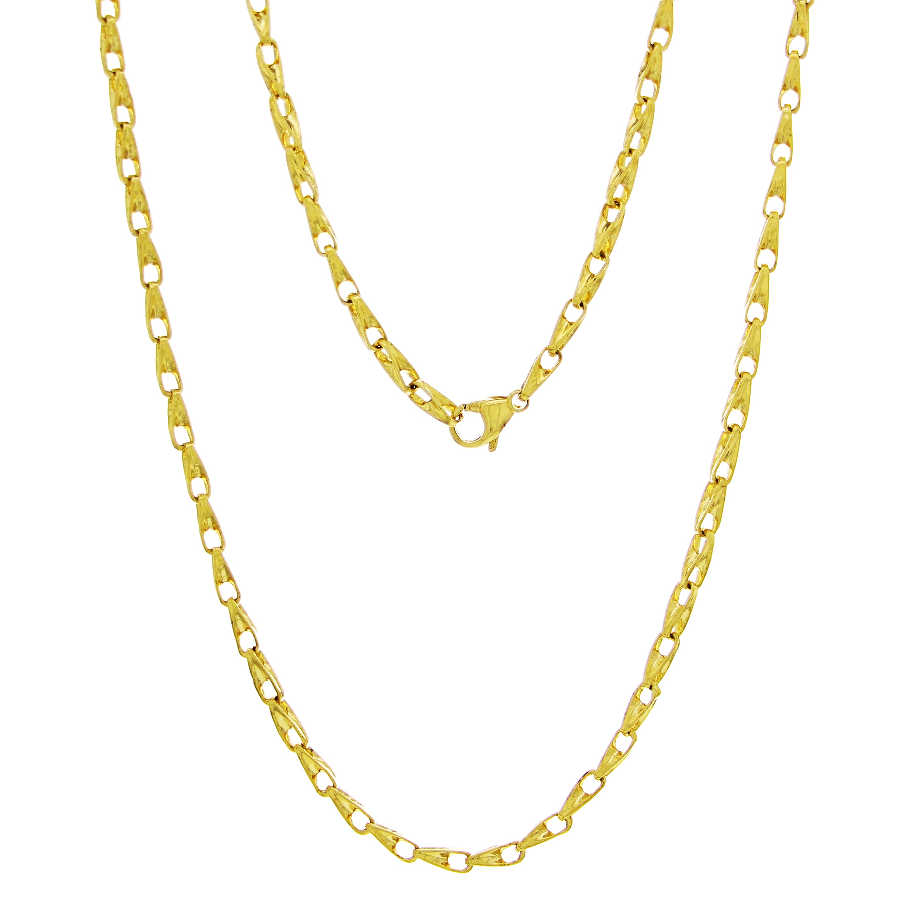 Men's 14k Yellow White or Rose Gold Handmade Fashion Link Necklace 3.75mm Various Sizes