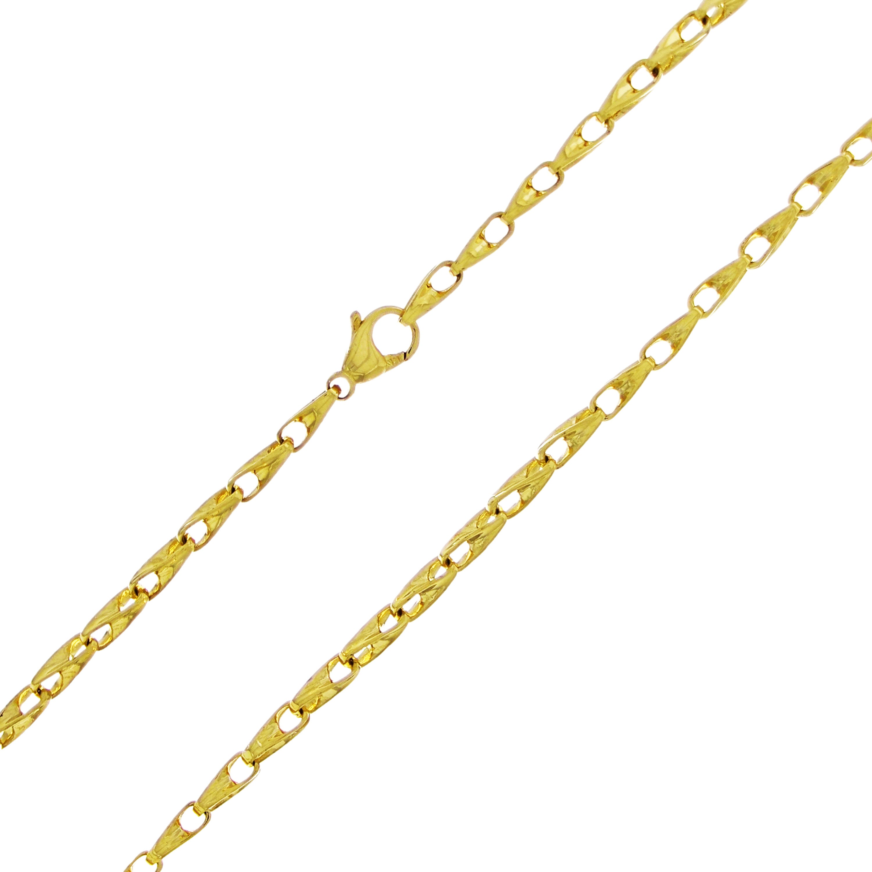 Men's 14k Yellow White or Rose Gold Handmade Fashion Link Necklace 3.75mm Various Sizes