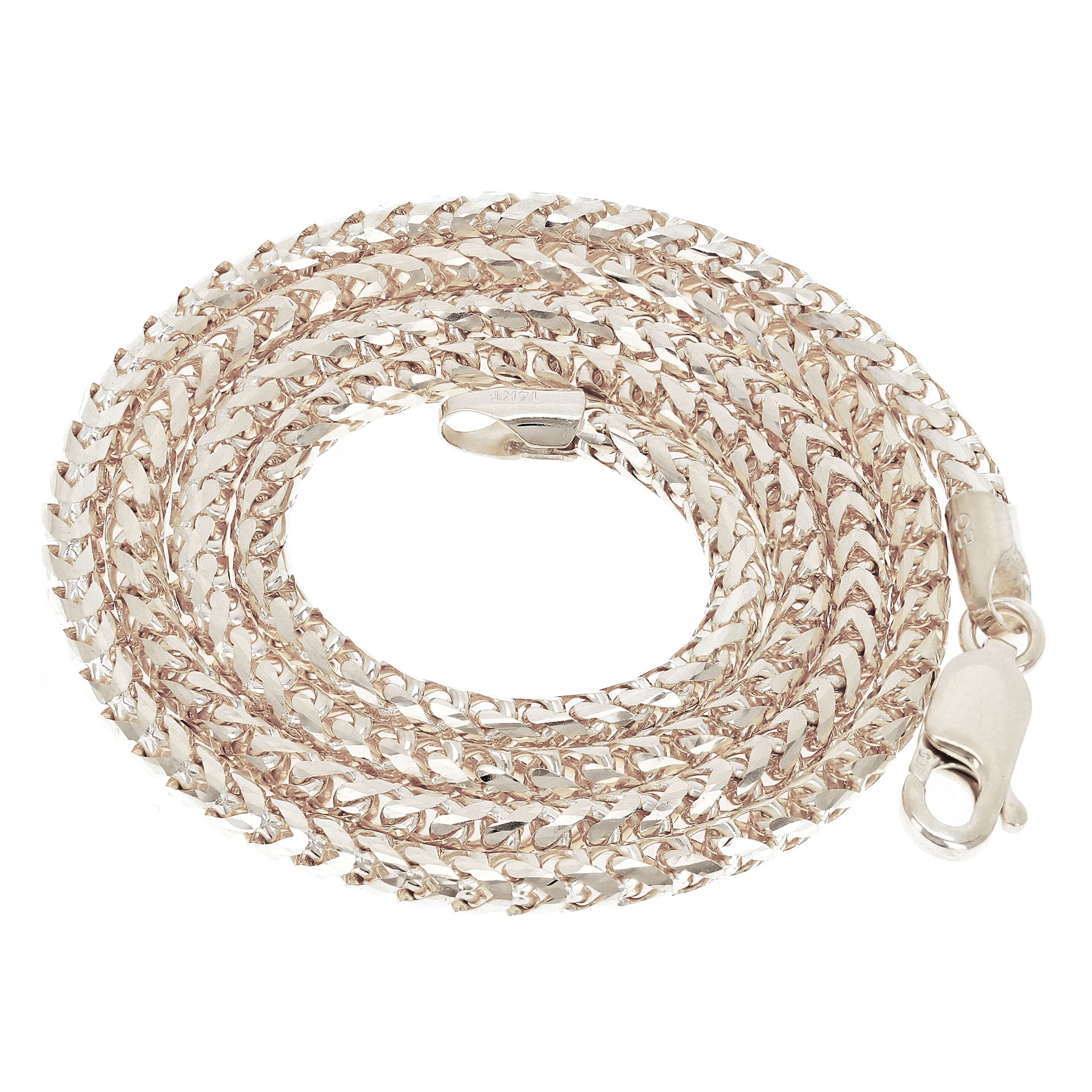 Italian 14k White Gold Solid Diamond Cut Franco Chain Necklace 20" - 26" 3.5mm