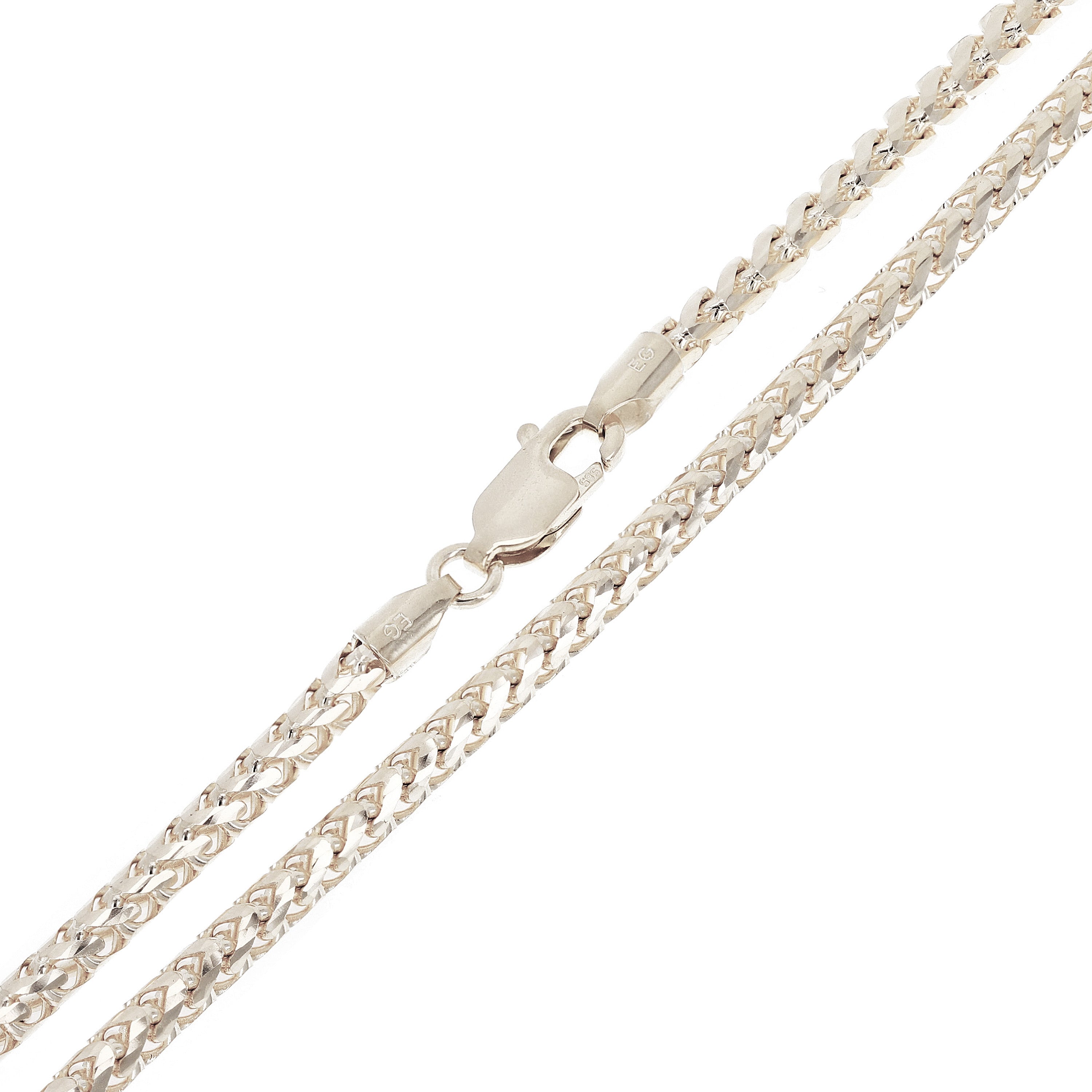 Italian 14k White Gold Solid Diamond Cut Franco Chain Necklace 20" - 26" 3.5mm