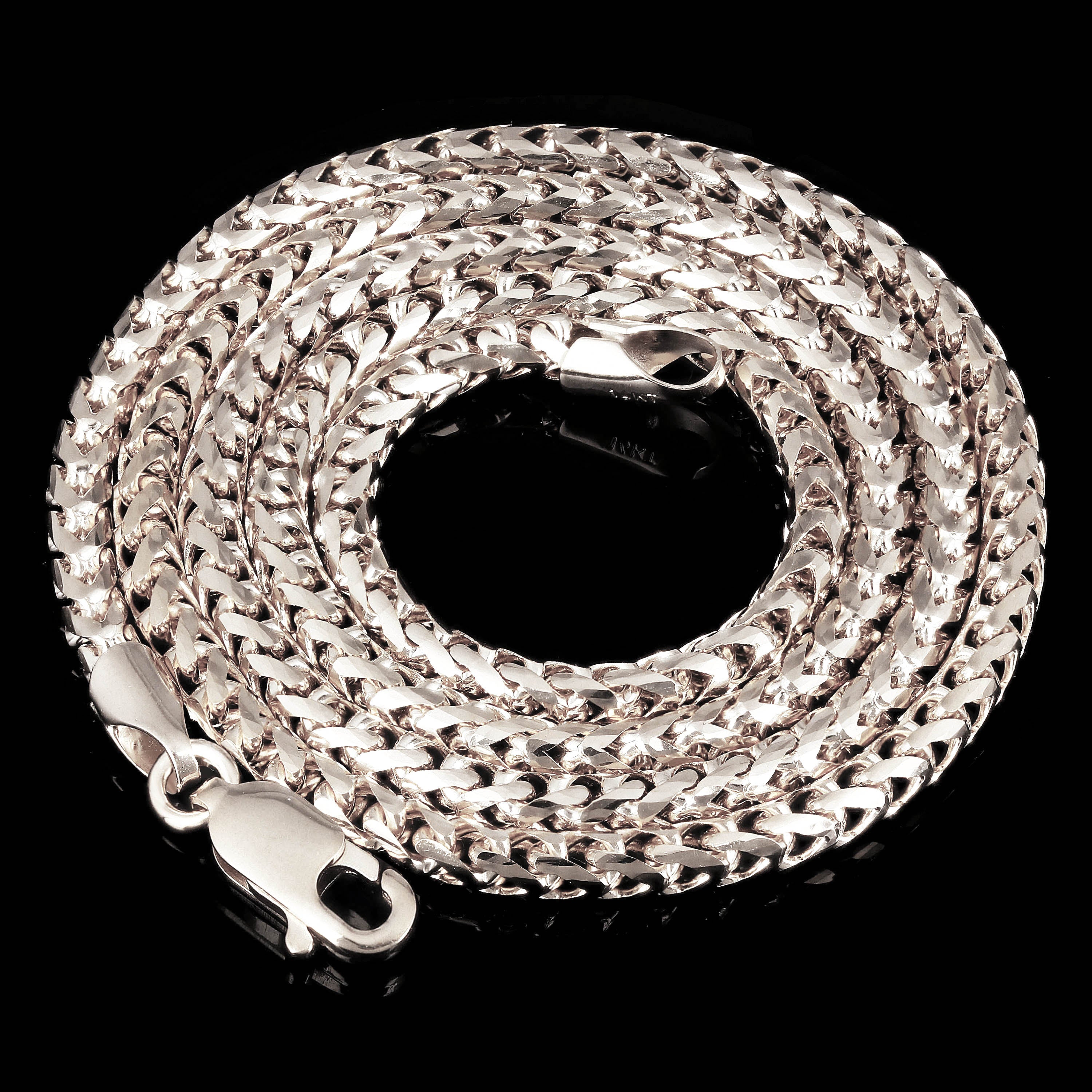 Italian 14k White Gold Solid Diamond Cut Franco Chain Necklace 20" - 26" 3.5mm