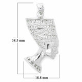 14k White Gold Solid Egyptian Nefertiti Charm Pendant 1.45" 4.4 grams