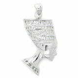 14k White Gold Solid Egyptian Nefertiti Charm Pendant 1.45" 4.4 grams