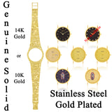 10k Yellow Gold Nugget Link Geneve Wrist Watch Adjustable 7.5-8" 50 grams