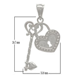 14k Yellow White or Rose Gold Key To My Heart Lock and Key Double Charm Pendant