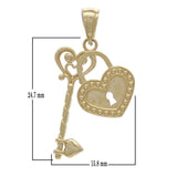 14k Yellow White or Rose Gold Key To My Heart Lock and Key Double Charm Pendant