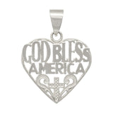 14k Yellow White or Rose Gold GOD BLESS AMERICA Heart Charm Pendant 1.8 grams