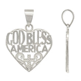 14k Yellow White or Rose Gold GOD BLESS AMERICA Heart Charm Pendant 1.8 grams