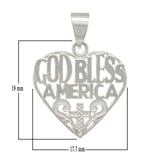 14k Yellow White or Rose Gold GOD BLESS AMERICA Heart Charm Pendant 1.8 grams