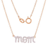 14k Yellow White or Rose Gold Diamond Accent MOM Inscribed Layering Adjustable Necklace