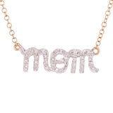 14k Yellow White or Rose Gold Diamond Accent MOM Inscribed Layering Adjustable Necklace