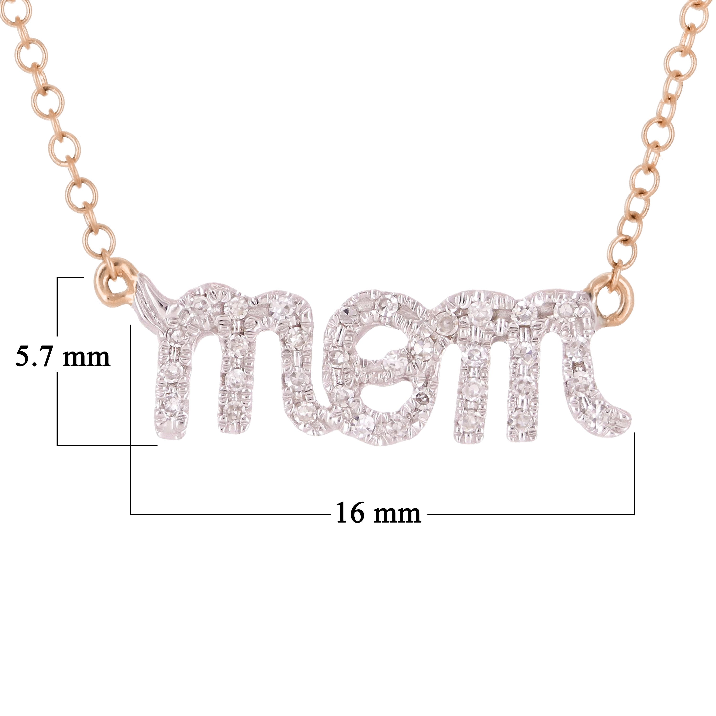 14k Yellow White or Rose Gold Diamond Accent MOM Inscribed Layering Adjustable Necklace