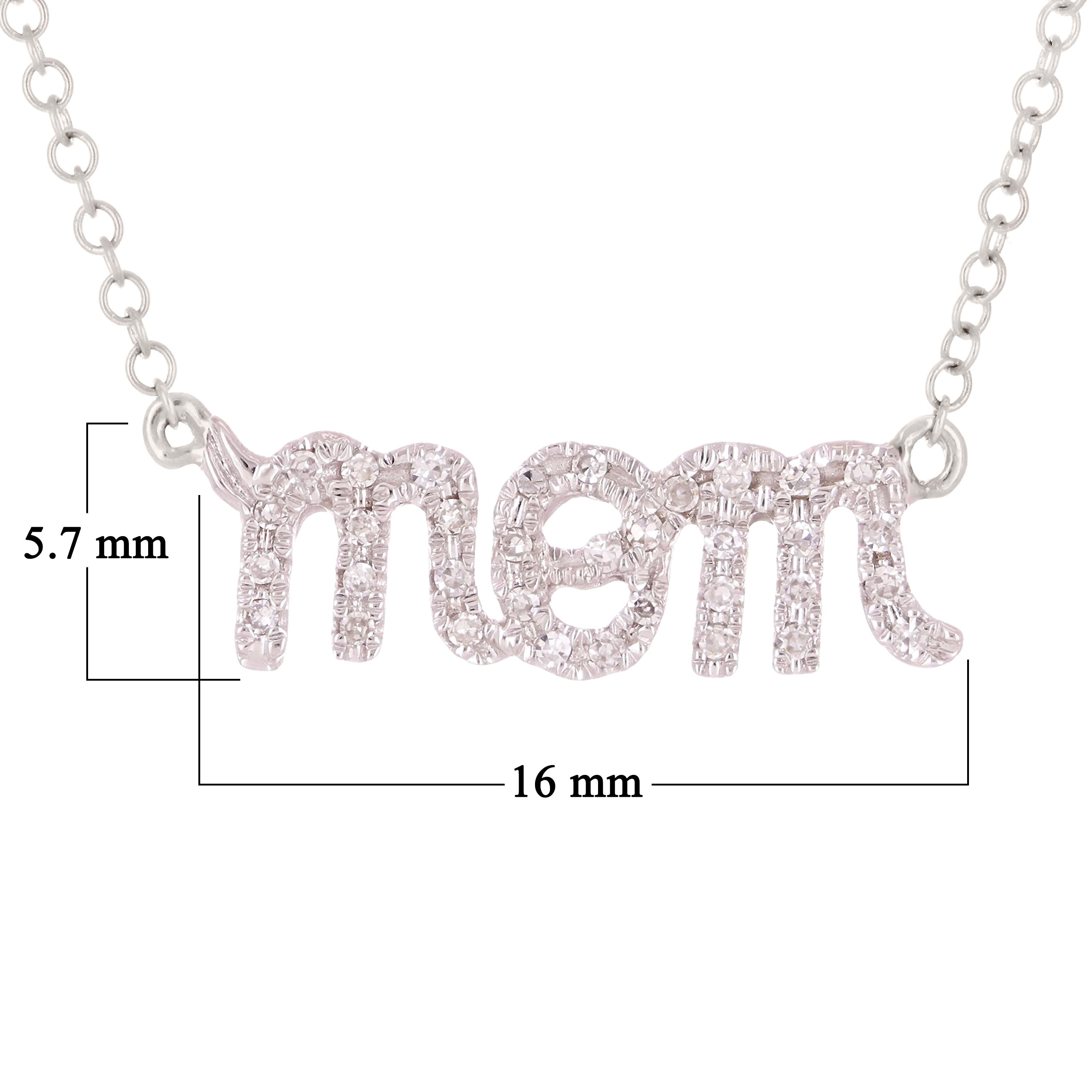 14k Yellow White or Rose Gold Diamond Accent MOM Inscribed Layering Adjustable Necklace