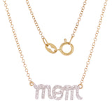 14k Yellow White or Rose Gold Diamond Accent MOM Inscribed Layering Adjustable Necklace