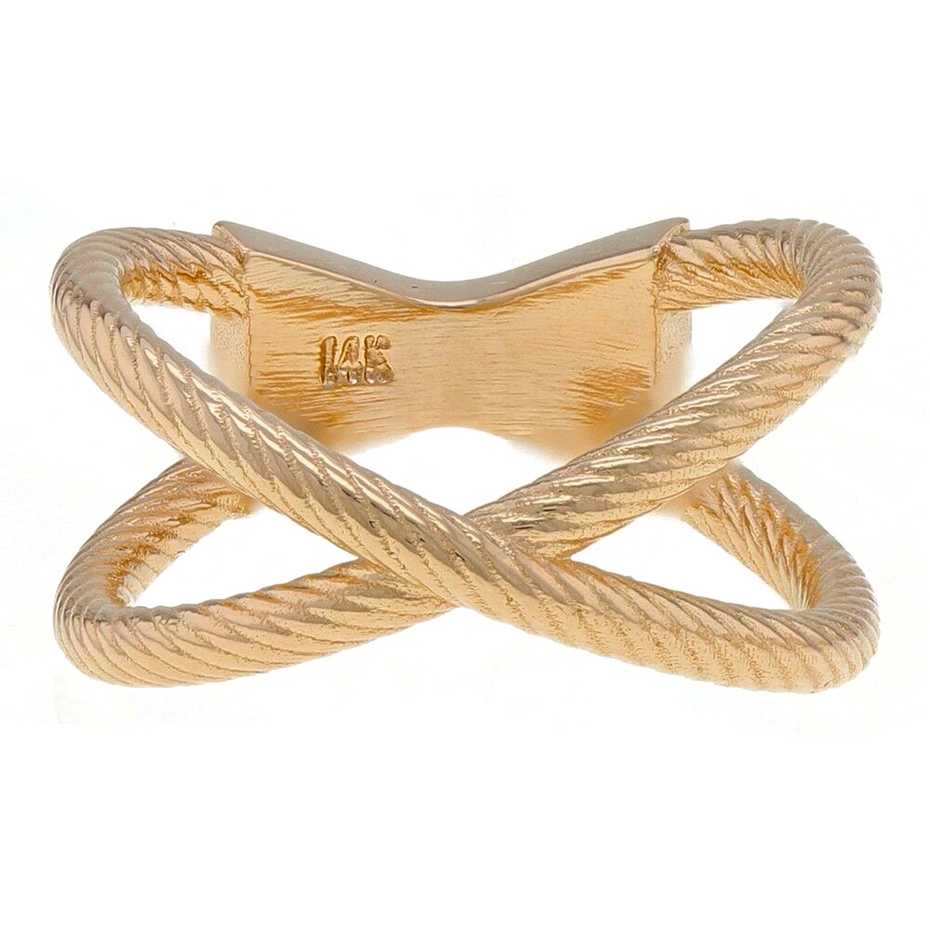 14k Yellow White or Rose Gold Criss Cross Rope Ring Size 4.5