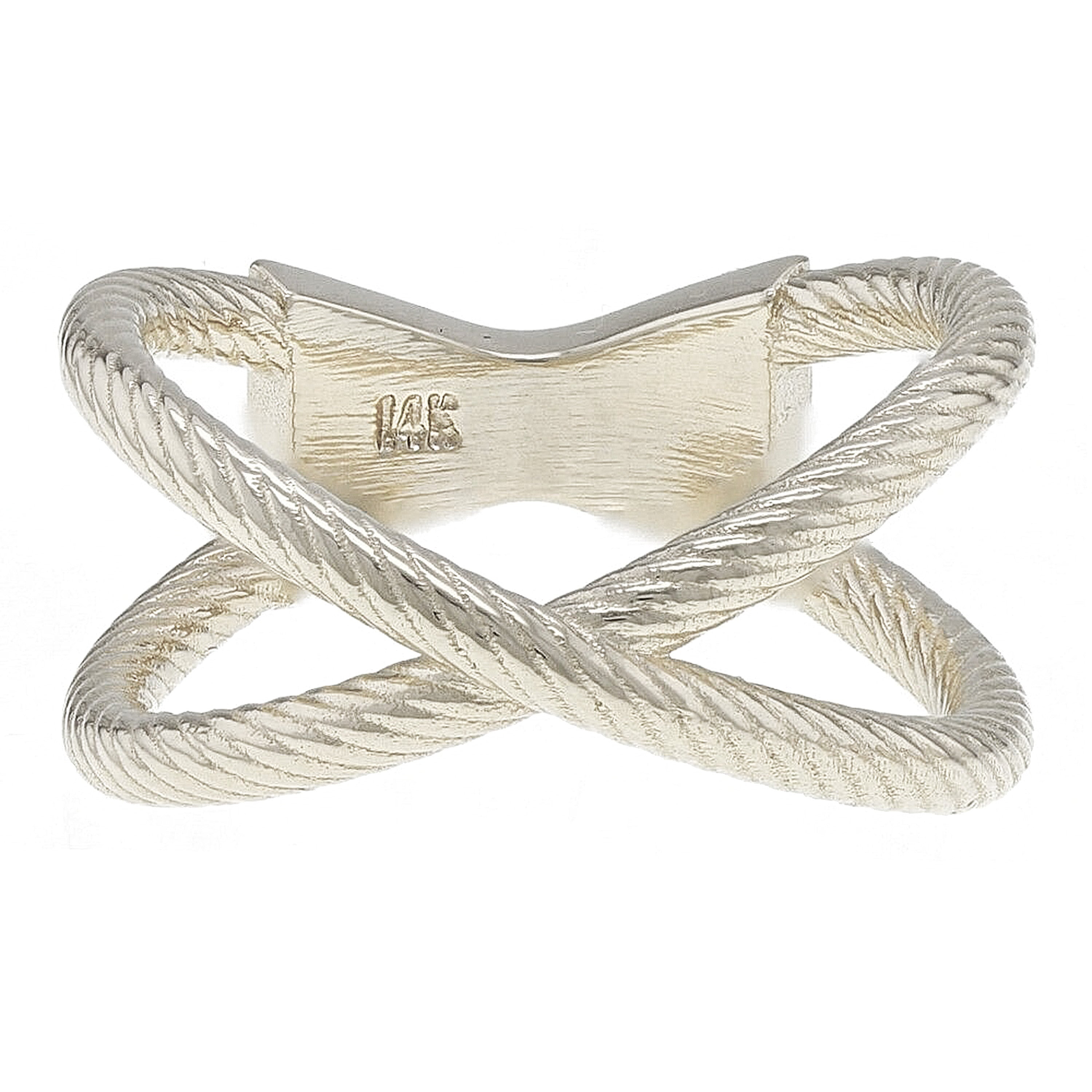 14k Yellow White or Rose Gold Criss Cross Rope Ring Size 4.5