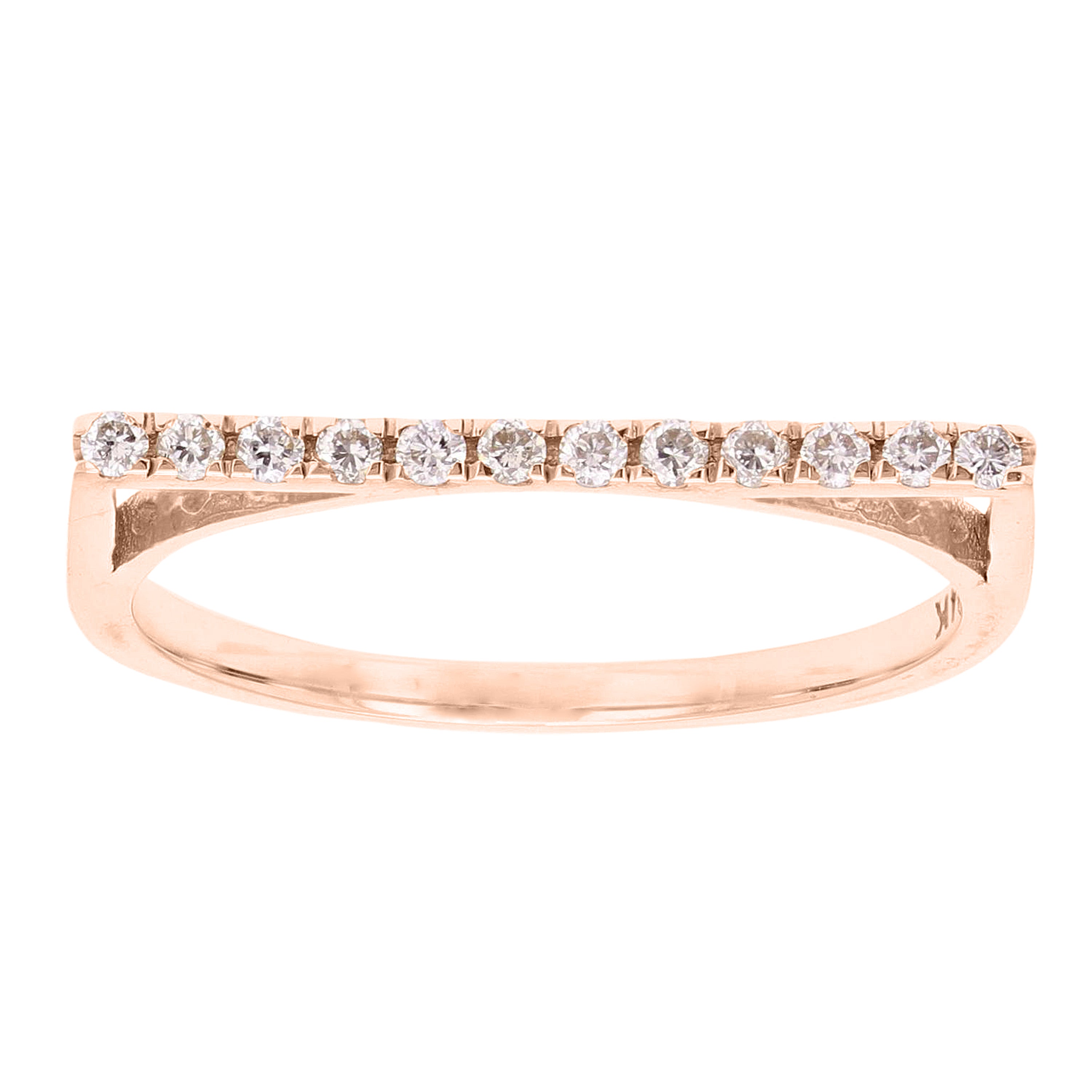 14k Yellow White or Rose Gold 0.15ctw Natural Diamond Bar Ring Size 6