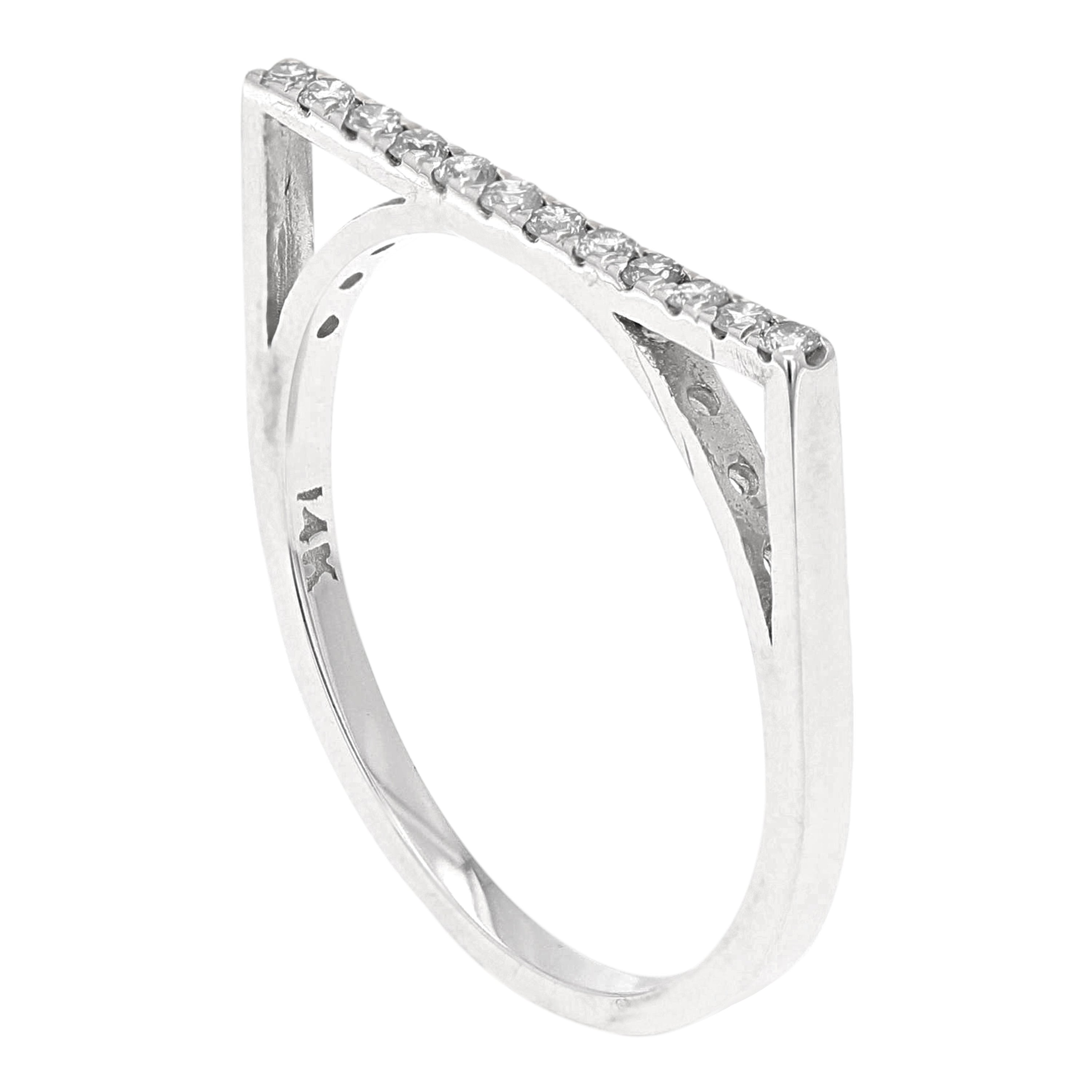 14k Yellow White or Rose Gold 0.15ctw Natural Diamond Bar Ring Size 6