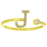 14k Yellow White or Rose Gold Diamond Initial Letter A to Z Ring Size 6