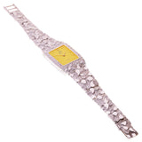 925 Sterling Silver Nugget Link Bracelet Geneve with Diamond Watch 8-8.5" 50 grams
