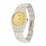 925 Sterling Silver Nugget Band Wrist Watch Geneve Watch with Diamond 7" 42 grams