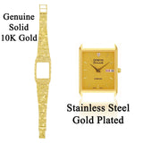 10k Yellow Gold Nugget Wrist Watch Bracelet Link Geneve with diamond 8-8.5" 52 grams