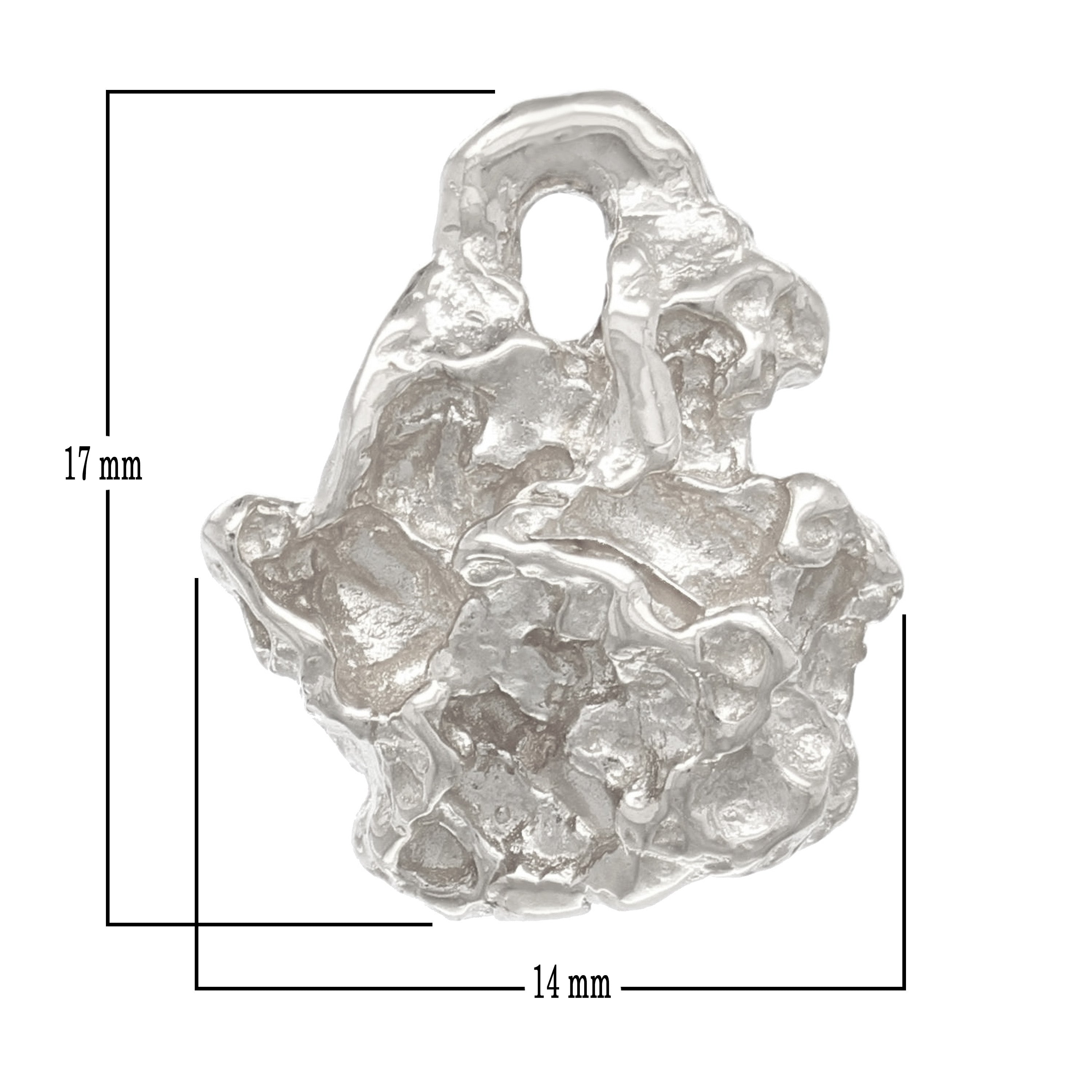 10k White Gold Nugget Style Free Form Pendant - White