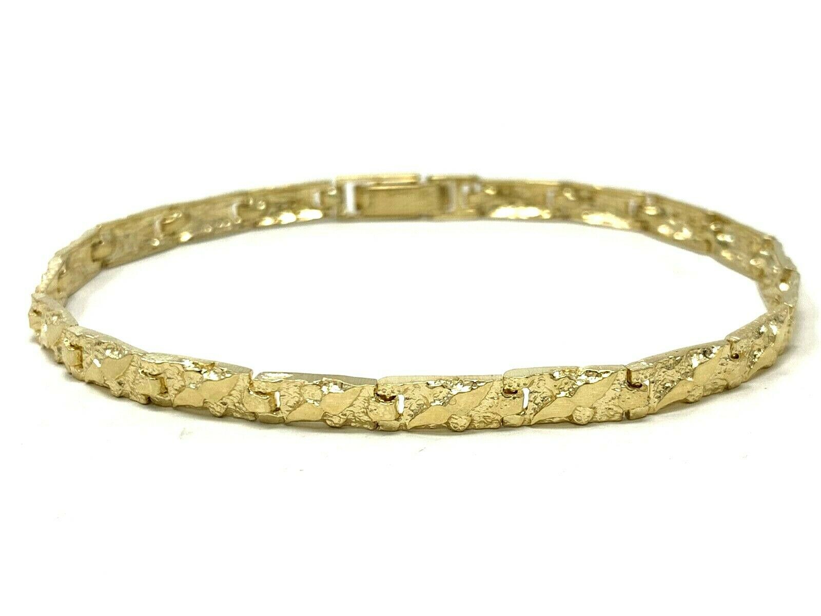 Men's 14k Yellow Gold Solid Chunky Nugget Bracelet 8"- 8.5" 4.75mm 10.5 grams - 8.5"