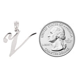 14k White Gold Initial Letter V Alphabet Charm Pendant - Letter V,White
